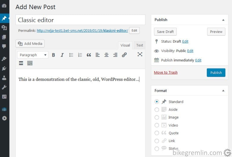 Classic (old) WordPress editor Picture 4