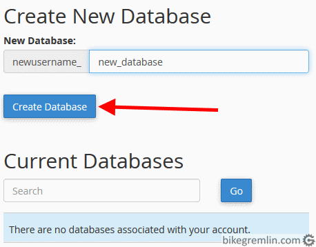 Making a new database “newusername_new_database” Picture 9