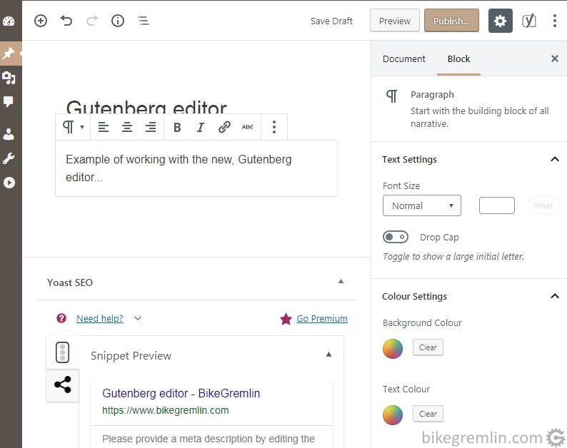 Example of working with the new Gutenberg WordPress editor Picture 5