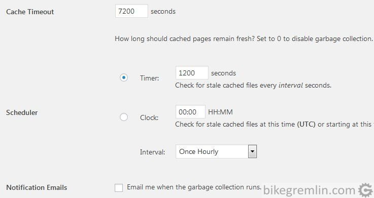 Cache timeout setting