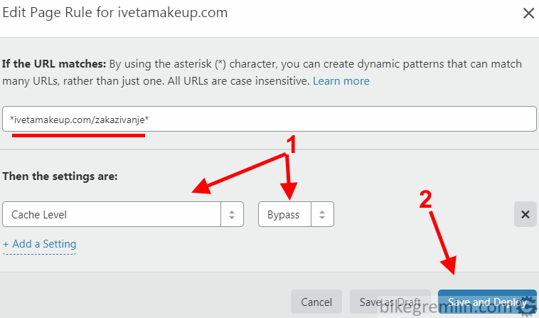 Cloudflare no page caching rule