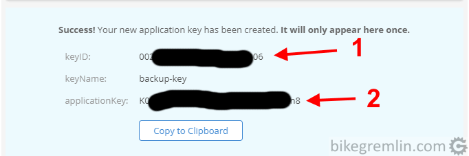 Application key ID (1) and the key value (2) Picture 7