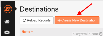 Kliknite na "Create New Destination"