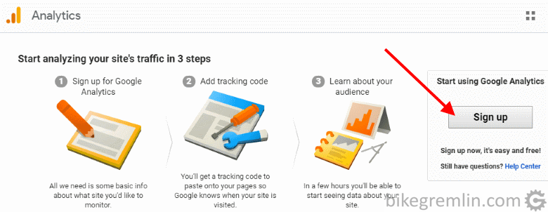 Sign up with Google Analytics Picture 1