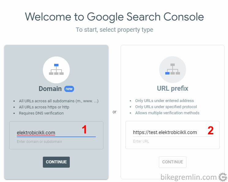 Adding the whole domain (1) - elektrobicikli.com in this example Or a specific URL (2) - such as www.mydomain.com, subdomain.mydomain.com etc. Picture 1