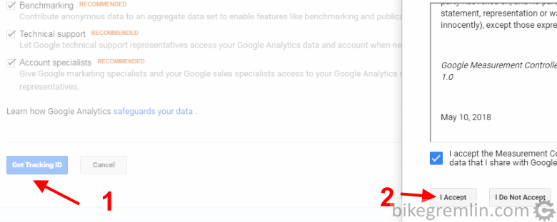 After filling all the fields, click "Get Tracking ID" and choose "I Accept" in the window that pops up Picture 3
