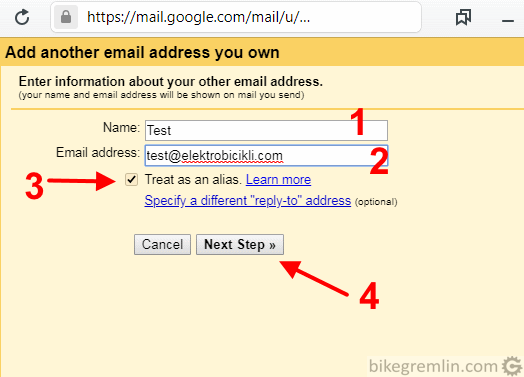 gmail treat as an alias