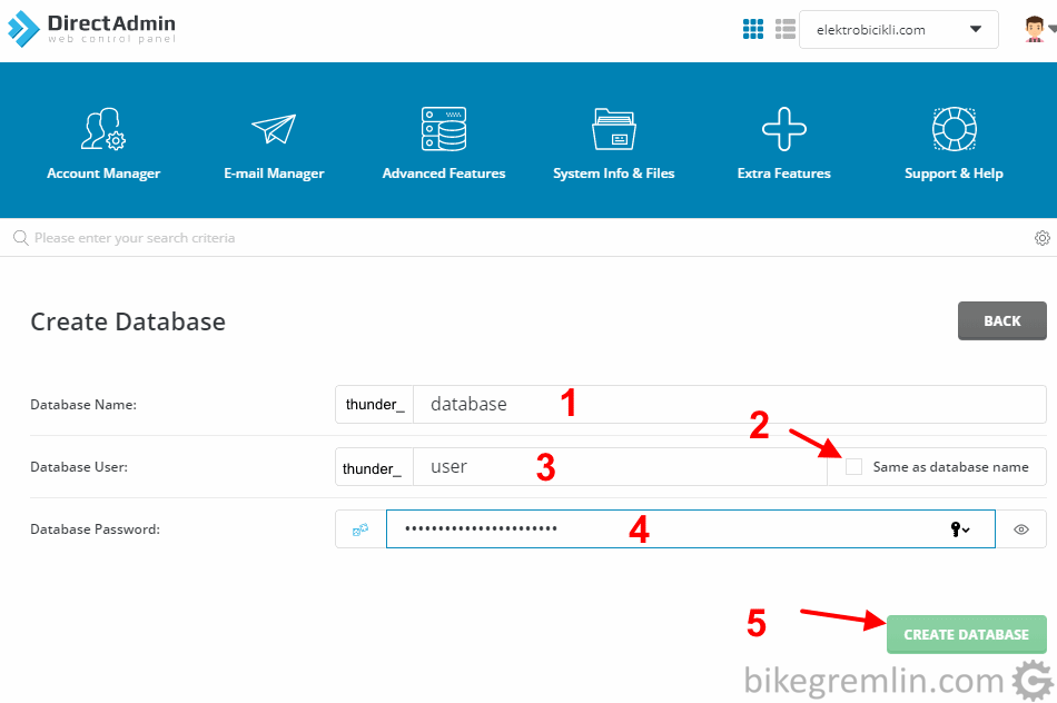 Izabrao sam da se ime baze razlikuje od korisničkog imena (2)