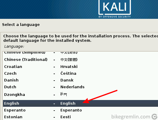 Choose your preferred installation language - I opted for English