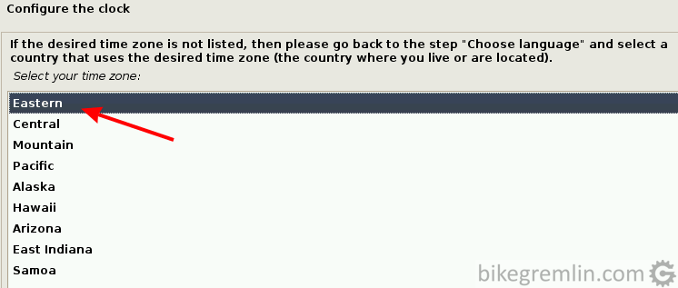 Select the time zone and click "Continue"
