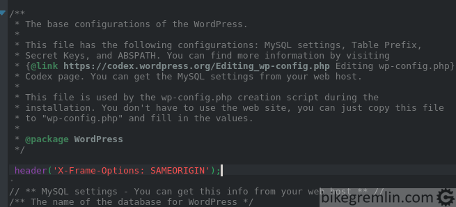 Adding the code to wp-config.php