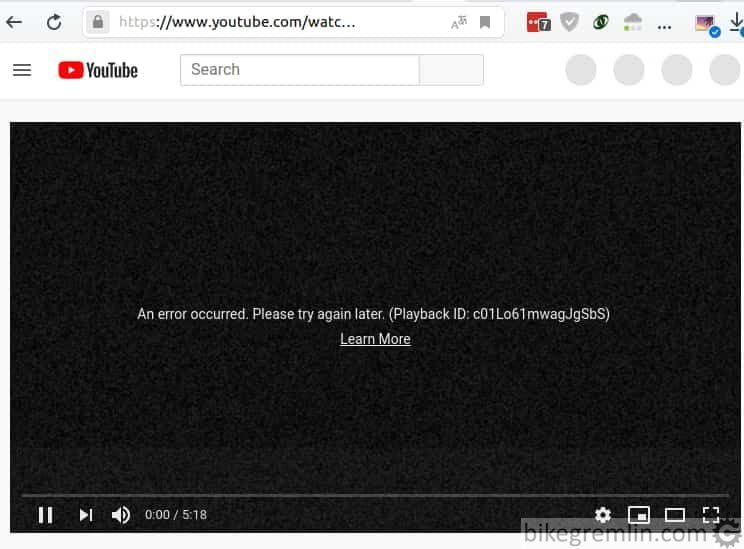 Greška pri gledanju YouTube u Yandex browseru (na Linuksu)