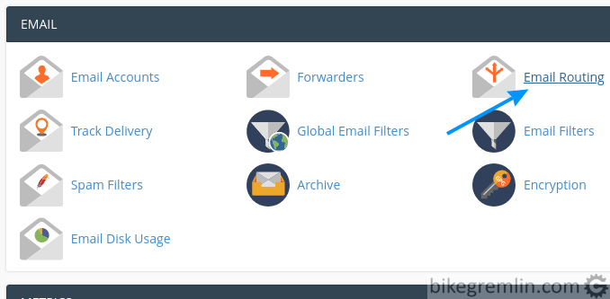 Prvo izaberite "Email Routing" iz "EMAIL" sekcije cPanel-a