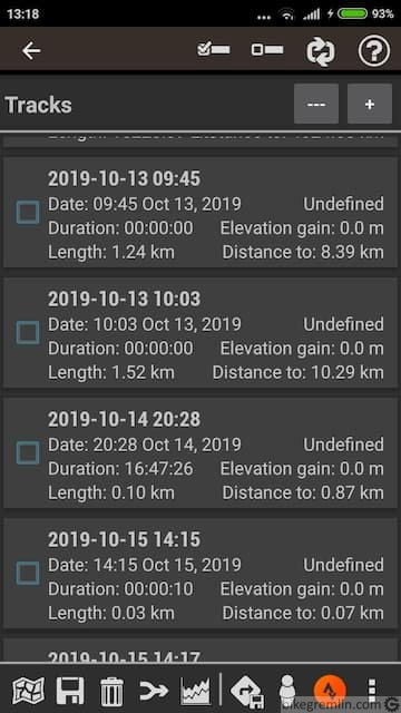 Lista track-ova u Orux bazi