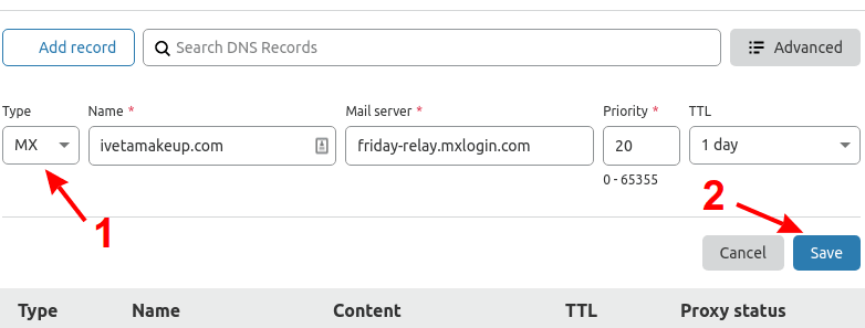 Dodavanje, ili izmena DNS zapisa u Cloudflare-u