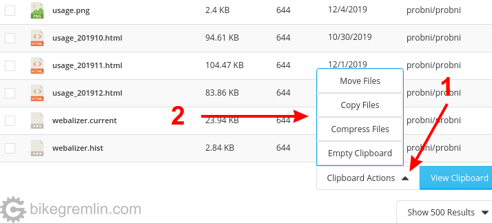 Choosing what to do with the files stored in the Clipboard