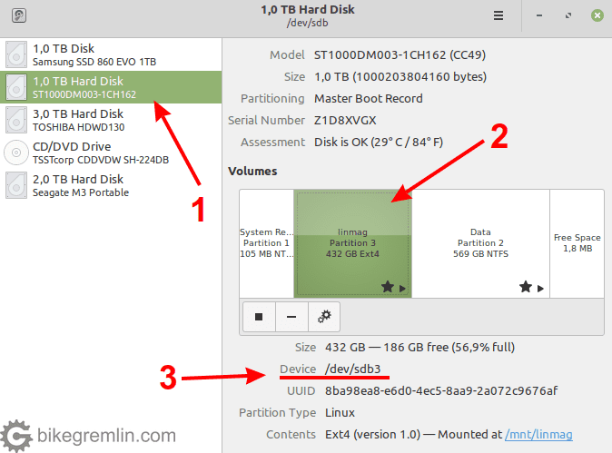 Choose disk (1) Choose partition (2) Read the partition's device info (3)