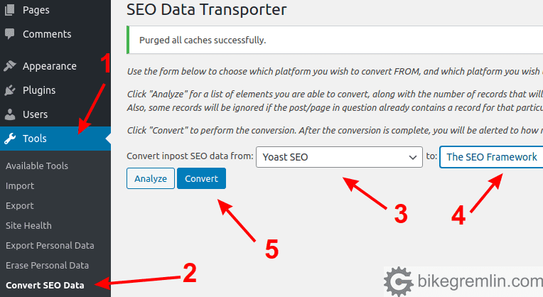 Exporting data from Yoast to The SEO Framework using SEO Data Transporter