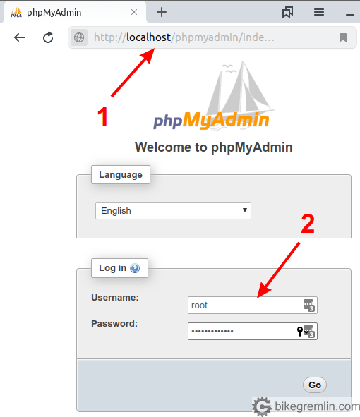 Logovanje na PhpMyAdmin na localhost-u