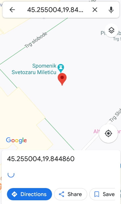 Prikaz trenutne pozicije u Google Maps