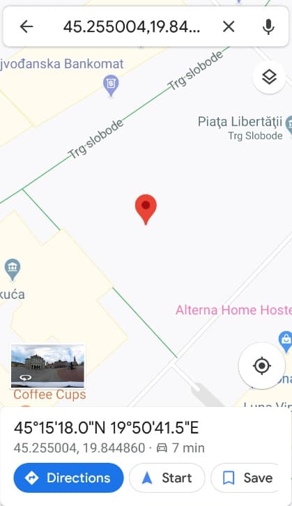 Unos željenih GPS koordinata u Google Maps