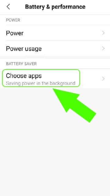 Editing battery saving options for applications