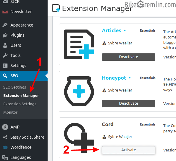 Activating a TSF Extension