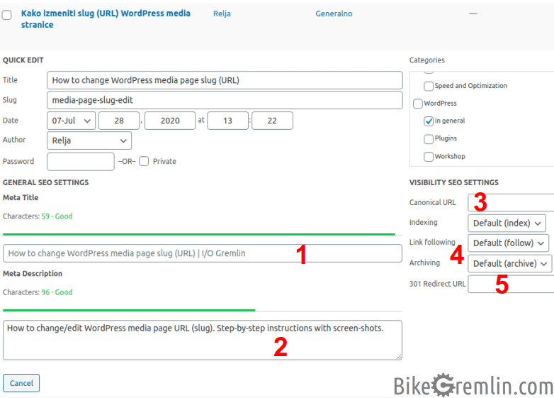 TSF quick edit options