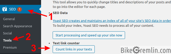 Activating Yoast's internal link counter