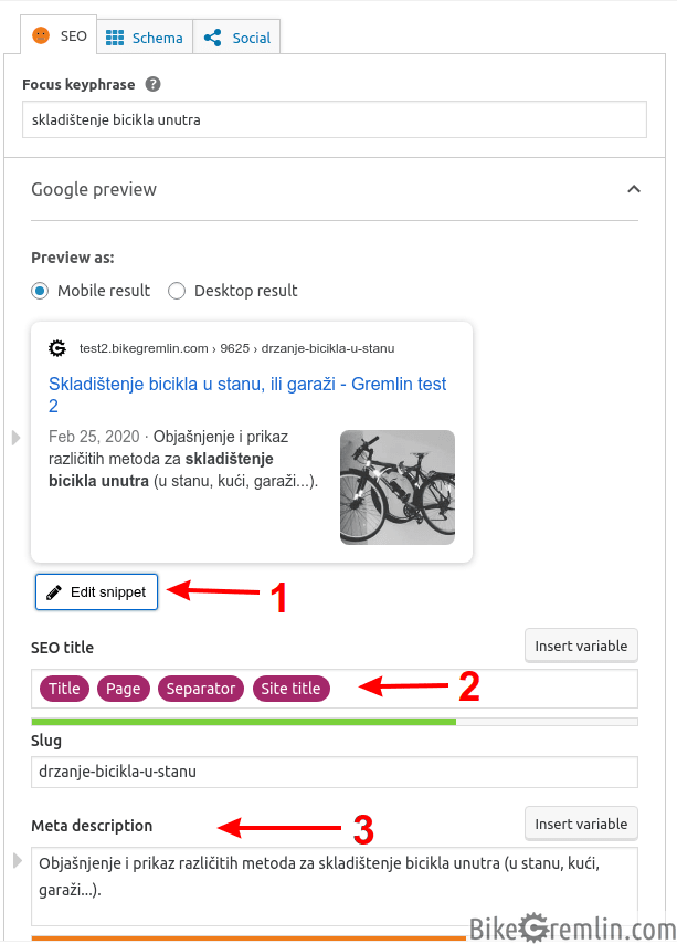 Yoast user interface