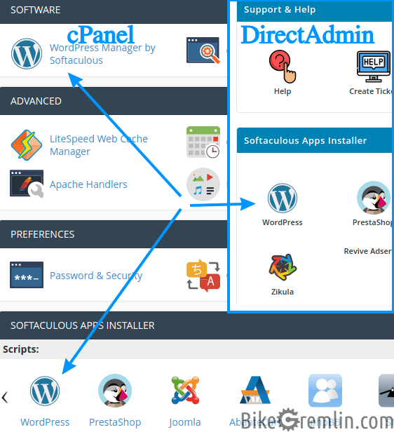 Starting Softaculous WordPress management