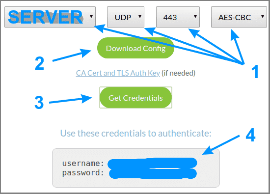 Izaberite lokaciju VPN servera koja vam je najbliža, i zapišite dato korisničko ime i lozinku