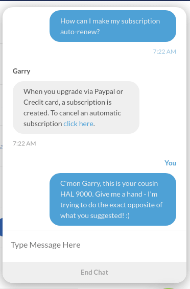 An automated tech. support response