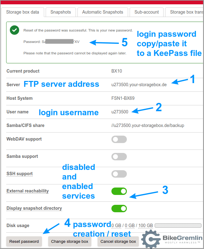 Login data and basic configuration