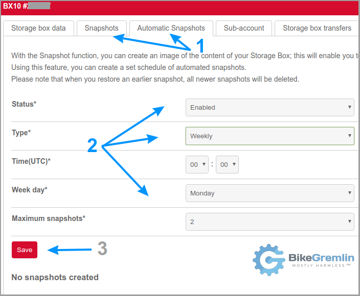 Scheduling automated Hetzner Storage Box Snapshots