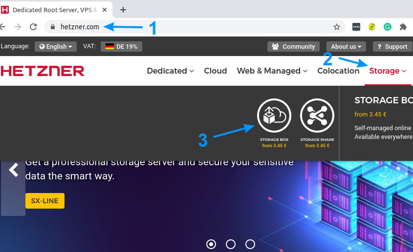 Ordering a Hetzner Storage Box in three simple steps :)
