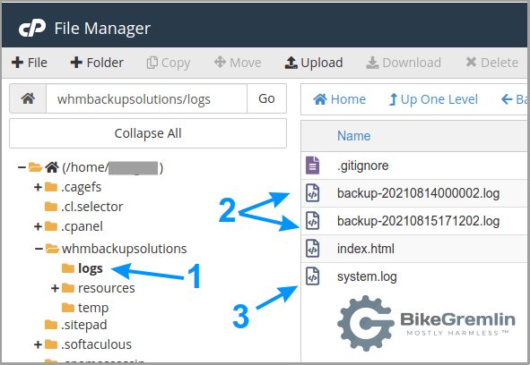 WHM Backup Solutions log files location