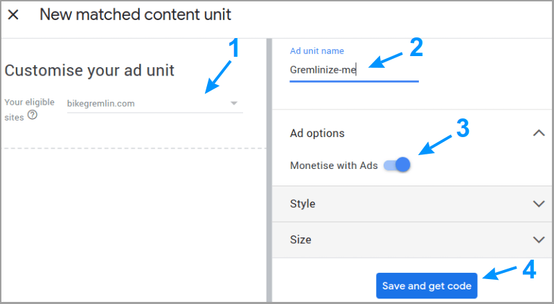 Konfigurisanje naše Google Matched content reklame