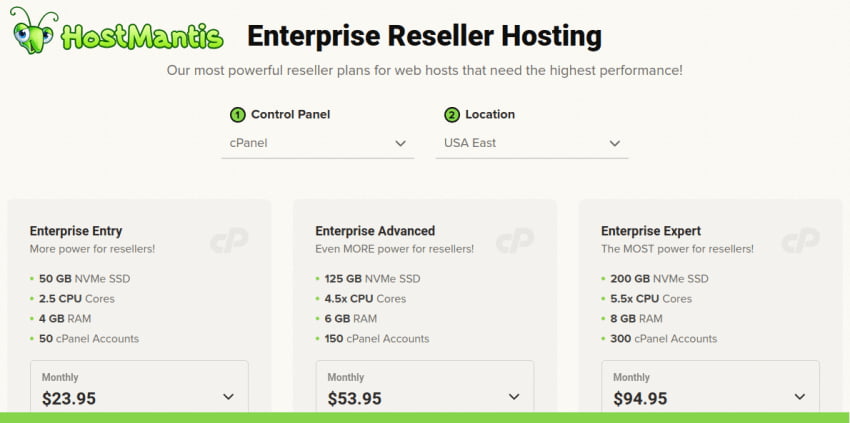 HostMantis Enterprise Reseller Hosting recenzija