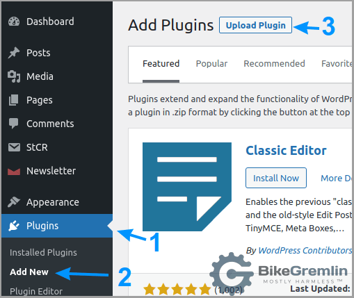 WordPress plugin upload (3) and install