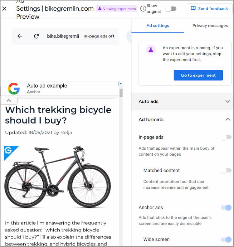 Disabling Google Auto ads In-page ads