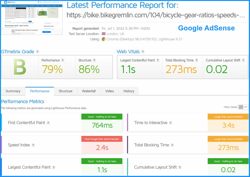 Google AdSense speed performance