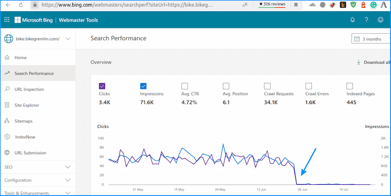 Bing SERP problem - site gone overnight!