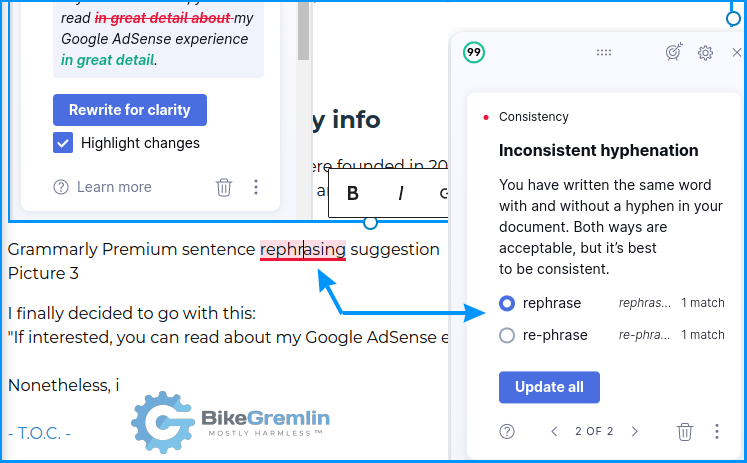 Grammarly calls out my inconsistencies (just like some trolls :) )