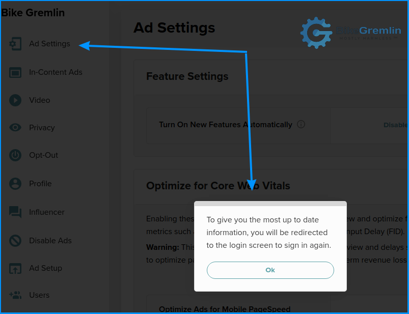 Mediavine dashboard bug