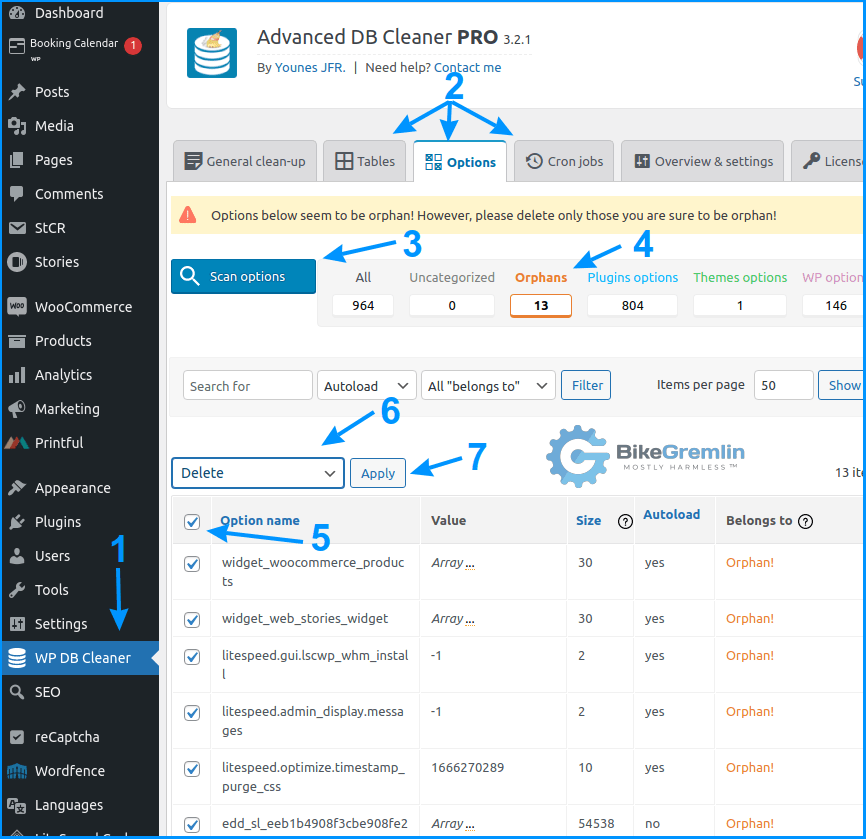 Cleaning database garbage using the Advanced Database Cleaner Pro plugin