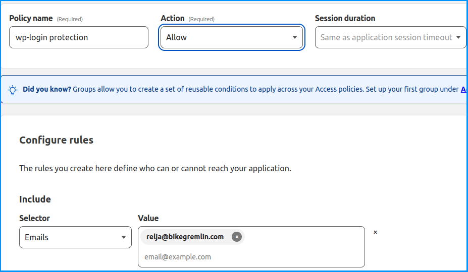 Configuring a Zero Trust security policy