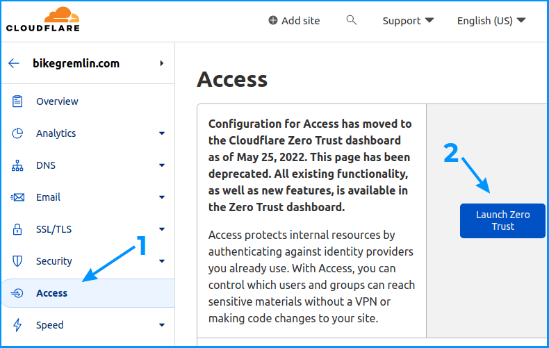 Opening Cloudflare's Zero Trust menu