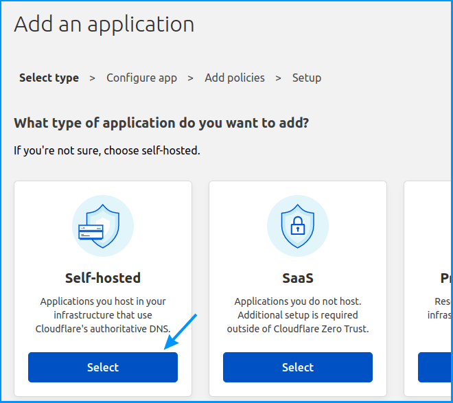 Choosing the type of application we wish to protect with Zero Trust