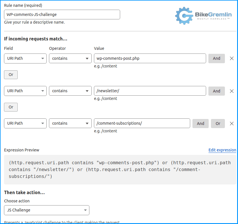 Adding more criteria ("triggers") to an existing firewall rule